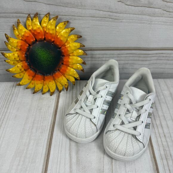 Adidas Superstar Iridescent Stripe Toddler Sneakers Size 7C - Picture 1 of 7